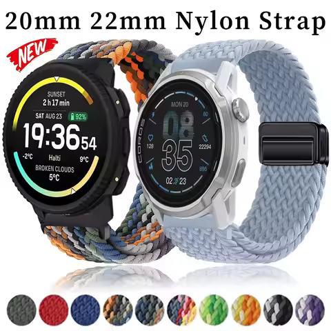 20/22mm Nylon Braid Strap For Nothing CMF Watch 3 Pro 2 Pro Magnetic Wristband COROS APEX 4 42mm/PAC