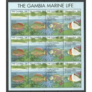 R187 Gambia 1995 Fauna "The Gambia Marine Life - Parrot Fish" S/S Sheet of 12v MNH