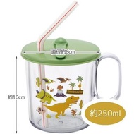 日本直送 - 日本製 - SIAA抗菌加工 恐龍圖案 塑膠吸管杯(有手把/250ML) 兒童嬰兒吸管 飲管訓練杯 門市自取 或順豐到付