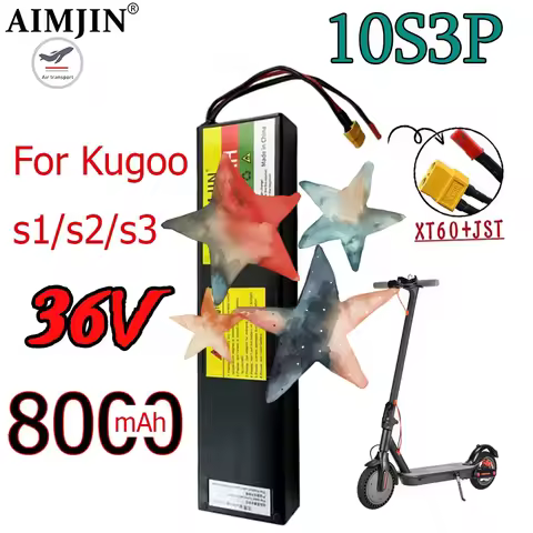 10S3P Li-ion Rechargeable Battery Pack 36V 8000mAh whit 42V 2A Charger Suitable for Electric Scooter