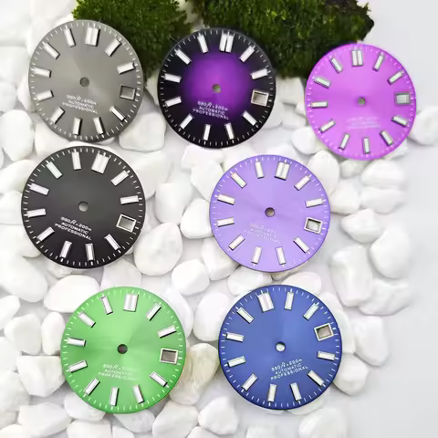 28.5mm NH Dial 35/36 Purple Blue Watch Face Ice Blue Luminous Grey Dial Custom Logo Watch Parts NH W