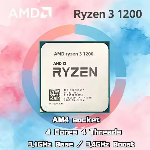 High Performance AMD R3 1200 CPU 4 Core 4 Thread 3.4GHz Max Boost 14nm AM4 8MB L3 65W DDR4 2667MHz D