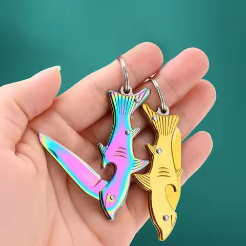 Small Mini Pocket Knife Folding Knife Creative Shark Outdoor Tactical EDC Knife Portable Cutter Expr