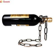 Wine Bottle Holder Floating Steel Link Chain Liquor Bottle Home 21x20x14cm