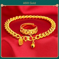 ASIX GOLD Emas 916 Original Lelong Gelang + Cincin Boleh Laras Gelang Tangan Perempuan Viral Murah R