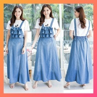 ชุดยีนผู้หญิง ชุดเอี๊ยมยีนส์ ชุดยีนส์ เอี๊ยมกระโปรงยีนส์ Leonine JU6301