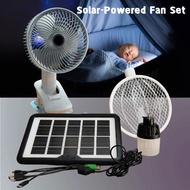 Camping Tent Solar Mosquito Repellent Fan Light Set 6V 3.8W Solar Charging