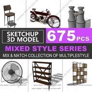 SketchUp | 3D Model software Mix & Match of Multiple Style All Furniture 675 for home interior desig