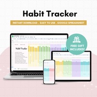 Editable Habit Tracker Spreadsheet, Monthly Digital Planner for Goals, Routine, Productivity, Google