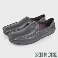 【GREEN PHOENIX】男 休閒鞋 穆勒鞋 懶人鞋 全真皮 兩穿 後踩 前包 後空 平底 台灣製 EU39 黑色