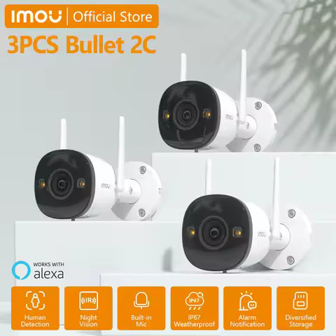 IMOU 3PCS Bullet 2C 5MP Wifi Camera Weatherproof AI Human Detection Outdoor Surveillance IP Camera W