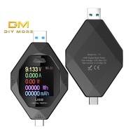 DIYMORE 1.44inch Multi-function Type-C+USB Color Screen Digital Display Voltage Current Power Meter 