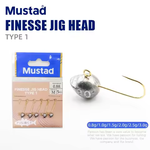 Mustad Finesse Jig Head Hooks 0.3g 0.8g 1.0g 1.25g 1.5g 2.0g 2.5g 3.0g Fishing Hook Fish Accessorie