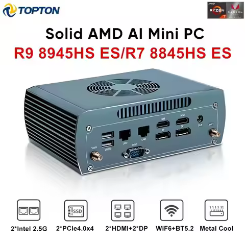 Topton Solid FU03 Mini PC AMD Ryzen 9 8945HS ES 2*Intel 2.5G LAN 2*DDR5 2*NVMe Windows 11 Firewall P