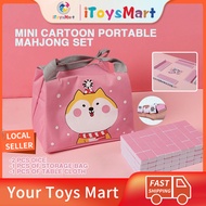 [SG TOYS] 🀄🎲Mini Cartoon Portable Mahjong Set ins Style Mahjong Gift Set Trevel Tour Outdoor Activities🀅🀉
