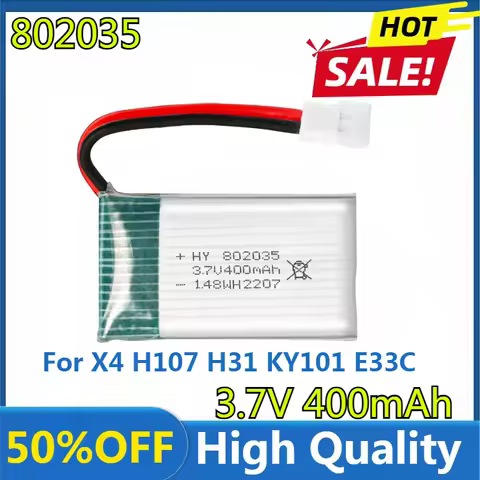 3.7V 400mAh 802035 Lipo Battery for X4 H107 H31 KY101 E33C E33 U816A V252 H6C RC Drone Spare Part 3.