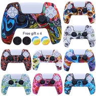 Soft Silicone Protective Case For PS5 Controller Gamepad Skin Cases Cover Shell For Playstation 5 Joystick with Stick Grip Caps