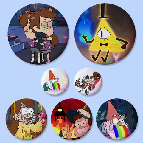 Cute G-Gravity Falls-S Badges 25 32 44 58 75 Mm Round Cosplay Pin Bag Decor Fans Collect Friends Gif
