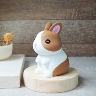可愛小兔子擺飾 手工療癒小木雕公仔 可客製毛色 兔子公仔