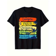 Casual Cotton T-Shirt- "lumpia Pancit Sinigang Adobo Lechon" Pattern Graphic Print Short Sleeve Crew