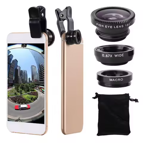 3in1 Fisheye Lens Wide Angle Micro Camera Lens For iPhone Samsung Xiaomi Zoom Fish Eye Len For Smart