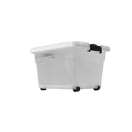 35L Transparent Plastic Storage Box with Wheels
