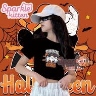 Kitten Halloween Costume for Kids Girl Halloween Ghost Spooky Printed Crop Top Trick or Treat