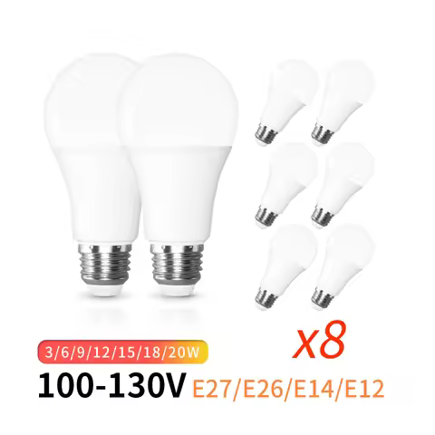 8pcs/lot LED BULB 100-130V E27 E26 E14 E12 20W 18W 15W 12W 9W 6W Lampada LED Light Bombilla Spotligh