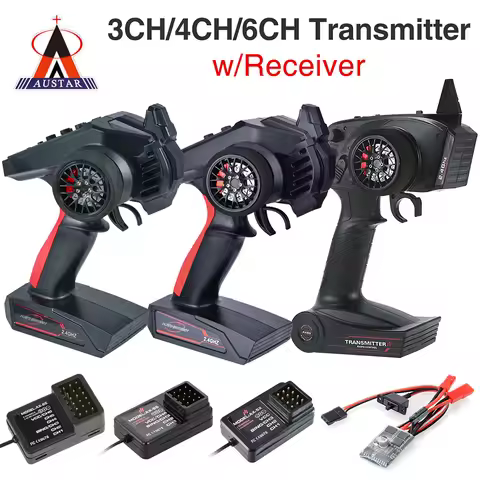 AUSTAR RC Transmitter and Receiver 2.4G 3CH 4CH 6CH Universal RC Controller and Receiver Kit for 1/1