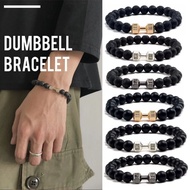 Energy Bracelet Black Electroplated Alloy Bracelet Dumbbell Matte and Bright Beaded Bracelet 8mm