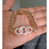 Maya Premium Crystal Titanium 22K Gold Chain Bracelet