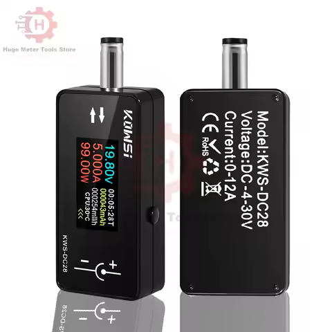 KWS-DC28 DC 4-30V 0-12A Voltage Current Tester Digital Voltmeter Ammeter Interface Tester Battery Ca