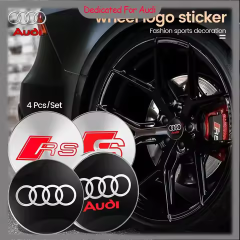 4PCS 60mm Car Wheel Hub Center Caps Rim Emblem Cover Stickers For Audi sline A4 B7 B8 B9 A3 8P 8V 8L