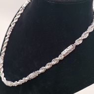 Sterling Silver Necklace Men Sterling Silver 999 Thick Necklace Diamond Sand Twist Hexagonal Tube Ne