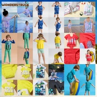 Children Short Sleeve One Piece Swimsuit with 8 EVA Buoyancy Bars Quick Drying Swimming Aid Detachab