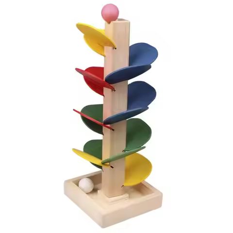 Mini Colorful Tree Marble Ball Run Track Building Blocks Kids Wooden Toys Montessori Learning Educat