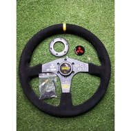 STEERING OMP RALLIART TOMMI MAKINEN BALUTAN SUEDE ALCANTARA NEW VERSION Saiz 14 inci