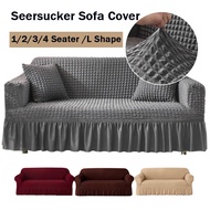 1/2/3/4 Seater Sofa Cover Seersucker Sofa Cover Universal Stretch L Shape Washable Sarung Slipcover Furniture Protector