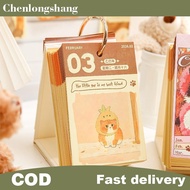 chenlongshang 2026 Desk Calendar With Gold Ring Binding 365 Day Kitty Puppy Pet Painting Stier Card 