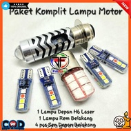 MATA Complete Economical Package Combo of H6 Motorcycle Lights White Yellow Laser + Jelly Brake Ligh