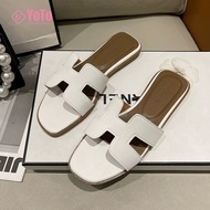 YOTO New H-Strap Sandals For Women Premium Leather Slides Comfortable Trendy Elegant Slippers Women 