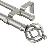 KAMANINA Double Curtain Rod 72 to 144 Inches(6-12 Feet), Dual Curtain Rods for Windows 66 to 120 Inc