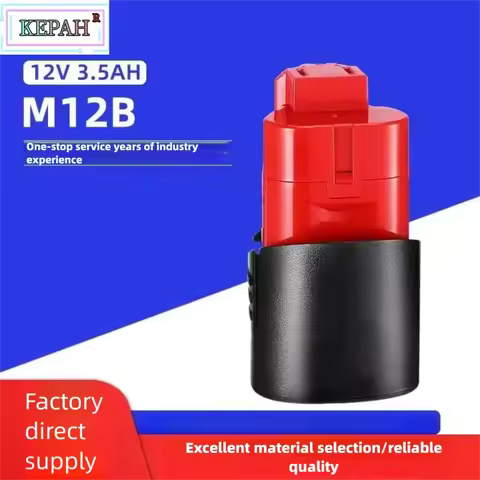 12V rechargeable battery for Milwaukee M12 tools. Compatible with 48-11-2402, 48-11-2411, and 48-11-