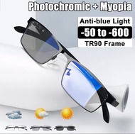 [ FRAME TITANIUM ] Kacamata plus dan kacamata photocromic pria - Kacamata Baca Perak Modis Pria dan Wanita Kacamata Baca Anti-blu-ray Bingkai Logam + 100 + 150 + 200 + 250 + 300 + 350