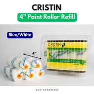 [ 1 PCS ] 4" Cristin Paint Roller Refill (Blue White)/ Water Based & Oil Based Solvent Based Paint R