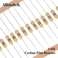 200/100Pcs 1/4W Carbon Film Resistor 0.25W 5% 1R-1M 1R 10R 22R 47R 51R 100R 1K 2K 4.7K 10K 22K 47K 1