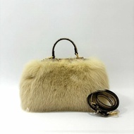 FENDI皮草拚蛇皮手提側背包