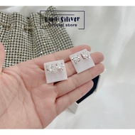 Lovely silver 4-leaf milled earrings - Children's earrings