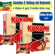 2 thùng mì Kokomi Tôm Chua caʏ+1 thùng mì 3 Miền Sợi Phở + tặng 4goi 3 miền chua cay