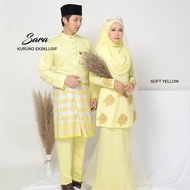 COUPLE SET KURUNG SARA / BAJU KURUNG / BAJU TUNANG / BAJU MERISIK SOFT YELLOW